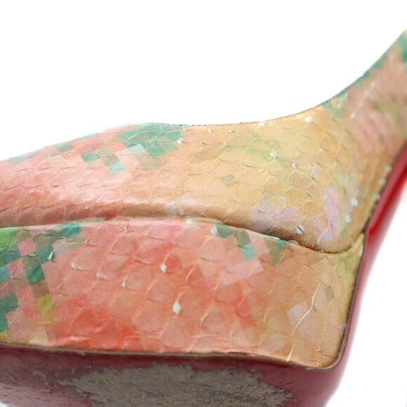 Christian Louboutin Multicolor Python Pixel Troca 140 Peep Toe Heels 40.5 - Picture 9 of 11